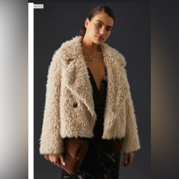 Anthropologie Jackets & Blazers - By Anthropologie Women's Faux Fur Cream Double Breasted Jacket OB1590731 size XS